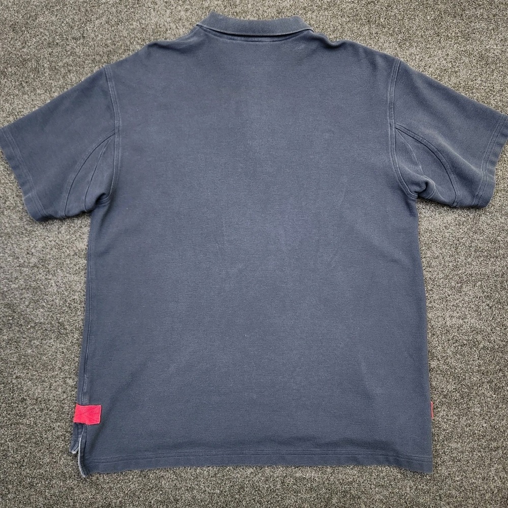 Vintage Orvis Polo Shirt Large Blue Cotton Pique Side Vents Heavy American Flag - Picture 3 of 6